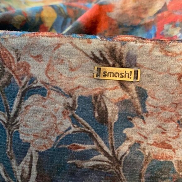 𝅺SMASH velvet floral abstract body suit fall winter colors sz m - Picture 2 of 12